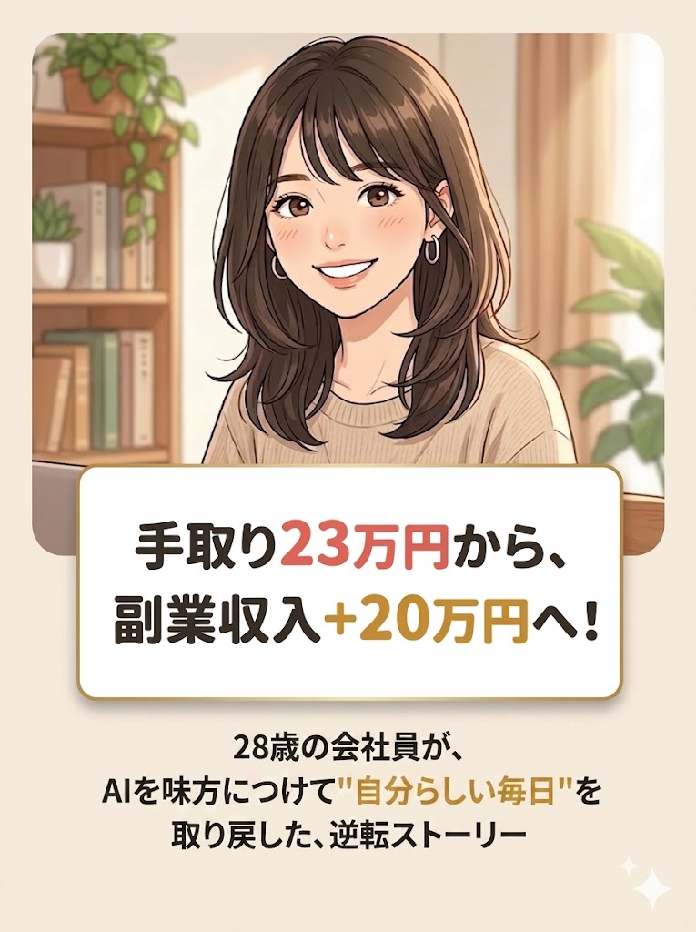 手取り23万円から、副業収入＋20万円へ